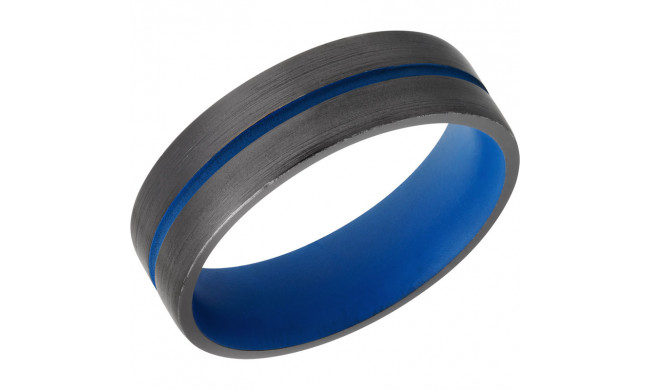 Lashbrook Black Zirconium 6mm Men's Wedding Band - Z7FR11_A+SATIN+NRABLUEINANDOUT