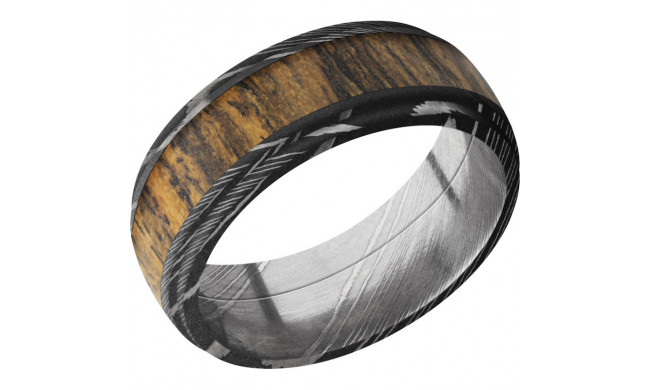 Lashbrook Black Damascus Steel Hardwood 8mm Men's Wedding Band - D8DGE15_BOCOTE+ACID