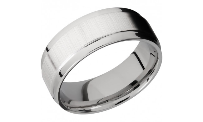 Lashbrook 14k White Gold 8mm Men's Wedding Band - 14KW8FGEW+CROSS+SATIN_POLISH