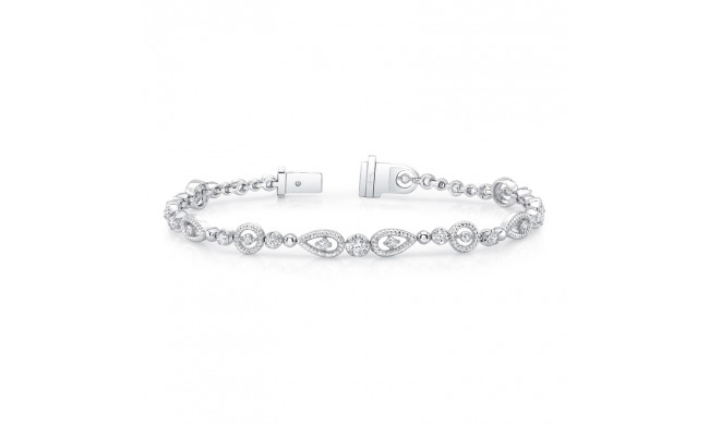 Uneek Round Diamond Bracelet with Round and Pear-Shaped Rope Milgrain Floating Halo Details - LVBRW997W