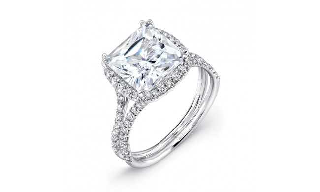 Uneek 3-Carat Cushion-Cut Diamond Halo Engagement Ring with Pave Double Shank - LVS854