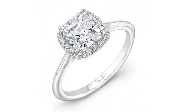 Uneek Classic Princess-Cut-Diamond-on-Cushion-Halo Engagement Ring with Sleek, Stoneless Unity Tri-Fluted Shank - USMS08CU-5.5