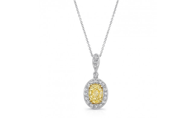 Uneek Oval Fancy Yellow Diamond Halo Pendant - NEK156