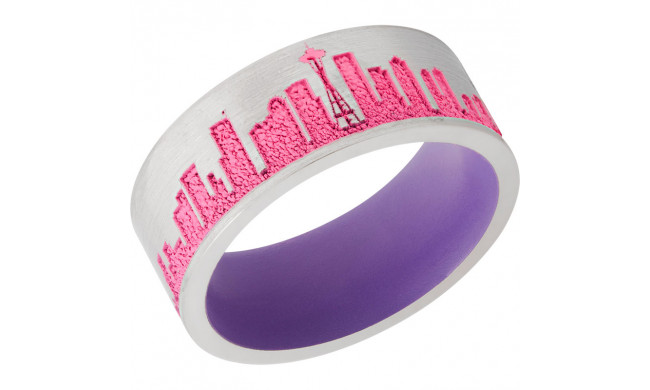 Lashbrook Cobalt Chrome 8mm Men's Wedding Band - CC8F_LCVSEATTLE_SATIN+BRIGHTPURPLEIN_PRISONPINKOUT