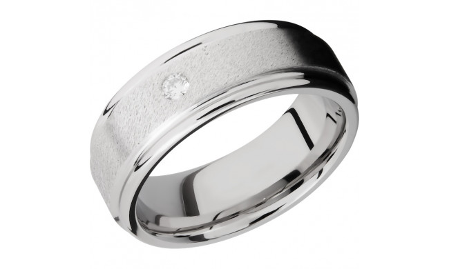 Lashbrook Cobalt Chrome 8mm Men's Wedding Band - CC8REFDIA.07F+ANGLE+STONE_POLISH