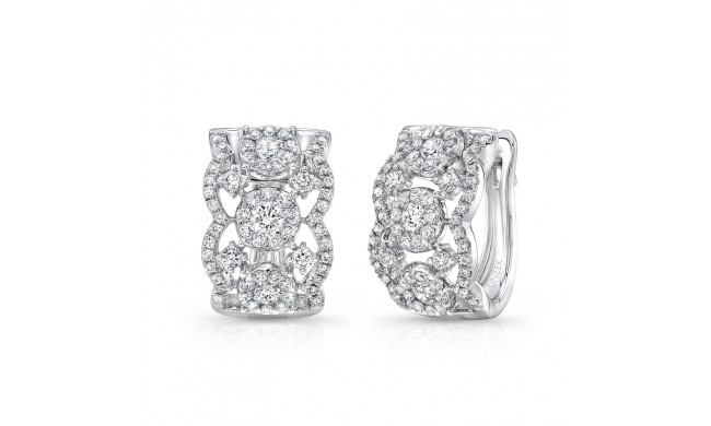 Uneek Valenciennes de Ghent Open Lace Diamond Huggie Hoop Earrings - LVEW618W