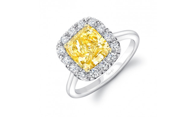 Uneek Cushion Shaped Yellow Diamond Engagement Ring - LVS1060CUFY