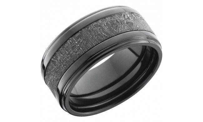 Lashbrook Black Zirconium Meteorite 10mm Men's Wedding Band - Z10FGE15_METEORITE+POLISH