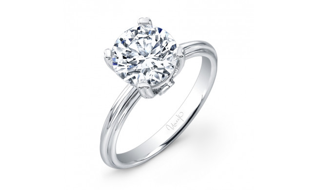 Uneek Classic 2-Carat Round Diamond Solitaire Engagement Ring with Sleek, Stoneless Unity Tri-Fluted Shank and Two Surprise Diamonds, - USMS02-8.2RD