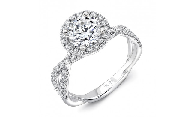 Uneek Round Diamond Halo Engagement Ring with Double Pave Infinity-Style Crisscross Shank - SM818RD-7.0RD