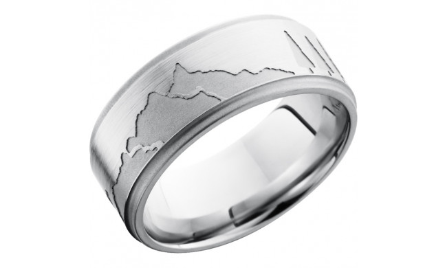 Lashbrook Cobalt Chrome 9mm Men's Wedding Band - CC9FGEMOUNTAIN+SAND_SATIN_SAND