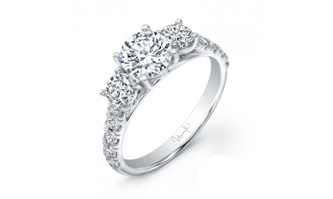 Uneek Round Diamond Three-Stone Engagement Ring with Pave Upper Shank - USM015RD2-6.5RD