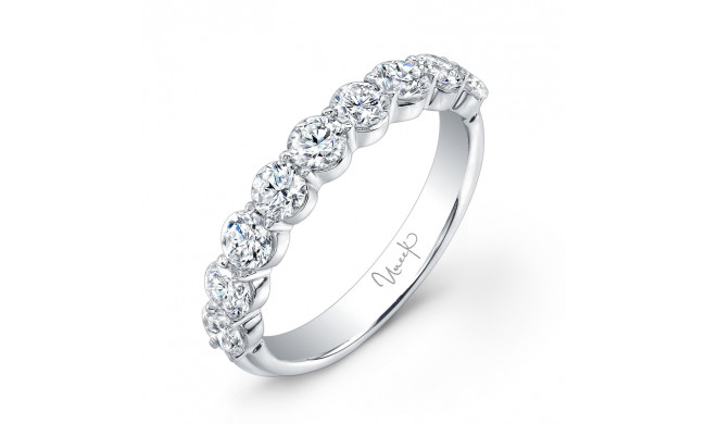 Uneek 9-Diamond Shared-Prong Wedding Band with Scalloped Edges - UWB05