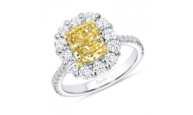 Uneek Cushion Fancy Yellow Diamond Engagement Ring - LVS1015CUFY