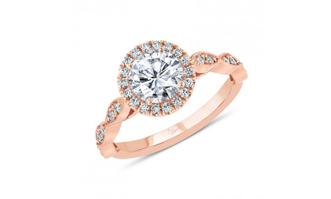 Uneek Us Collection Round Diamond Halo Engagement Ring, with Milgrain-Trimmed Marquise-Shaped Clusters - SWUS188RDR-6.5RD