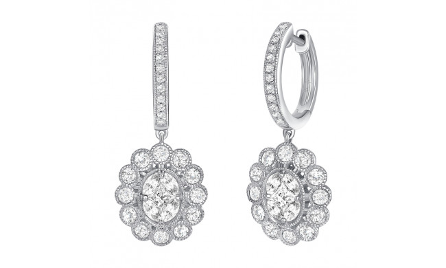 Uneek Petals Design Cluster Diamond Center Earrings - LVEG2241W