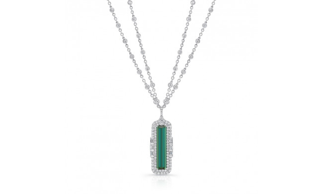 Uneek The Empress Emerald Cut Green Tourmaline Diamond Pendant - LVN689TML