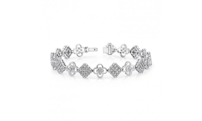 Uneek Diamond Cluster Bracelet with Floral Motif Links - LVBR01