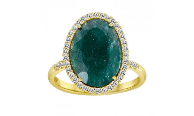 Meira T Yellow Gold Rough Emerald and Diamond Ring