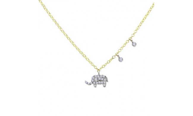Meira T 14k Yellow Gold Diamond Elephant Necklace