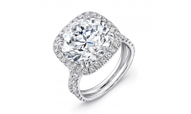 Uneek 9-Carat Round Diamond Halo Engagement Ring with Pave Silhouette Double Shank - LVS887