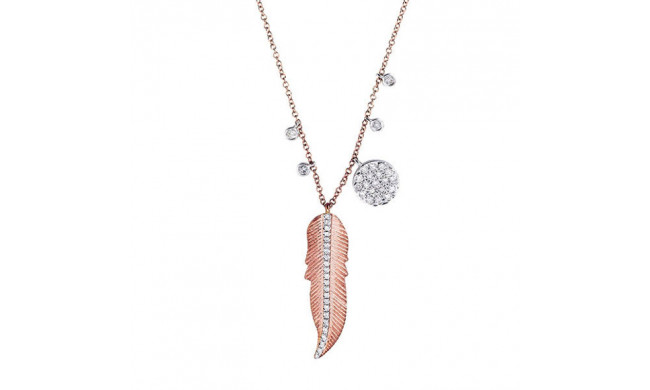 Meira T Rose Gold Feather Diamond Necklace