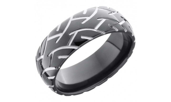 Lashbrook Black Zirconium 8mm Men's Wedding Band - Z8D_CYCLE2+POLISH