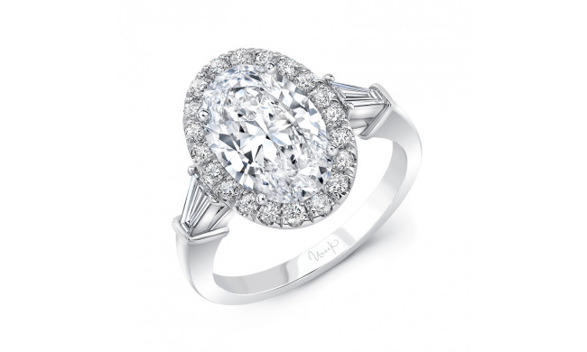 Uneek Oval White Diamond Engagement Ring - R004U