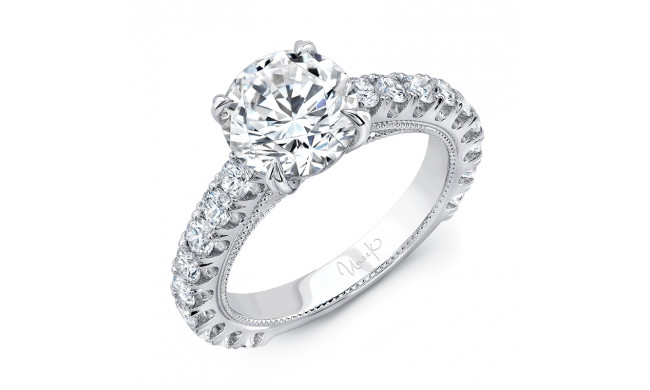 Uneek Round Diamond Engagement Ring with Floating Illusion U-Pave Melee Diamonds - USM033-8.2RD