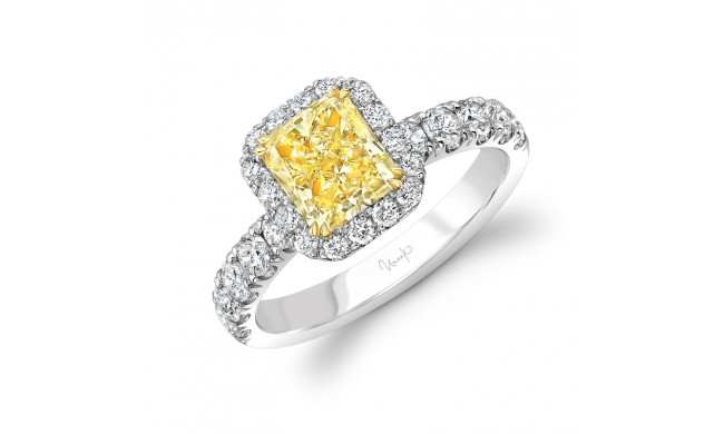 Uneek Radiant-Cut Yellow Diamond Halo Ring - LVS809RADFY