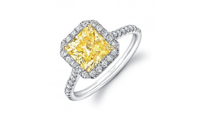 Uneek Classic Radiant-Cut Fancy Yellow Diamond Halo Engagement Ring - LVS787RADFY