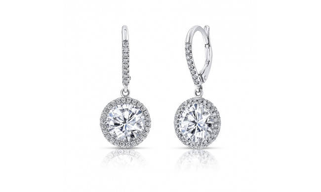 Uneek Round Diamond Drop Earrings with Halos - LVE697RD