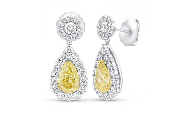 Uneek Signature Pear Shaped Fancy Yellow Diamond Earrings - LVE169PSFYRD