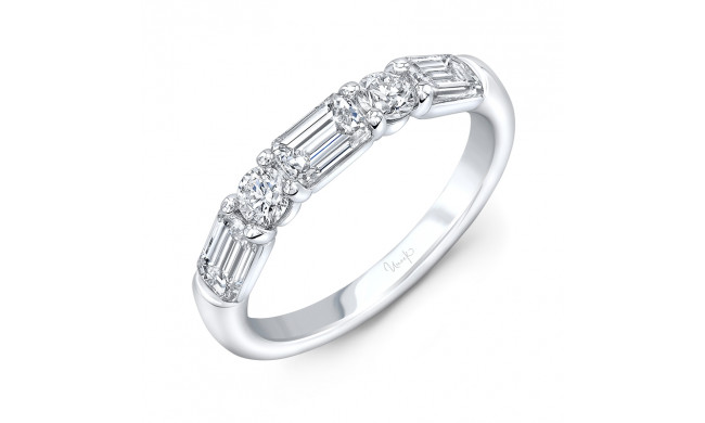 Uneek Contemporary Three-Stone Engagement Ring with Radiant-Cut Diamond Center - RB4005U