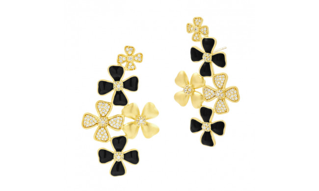 Freida Rothman Harmony Black Flower Cluster Earrings - HAYZBKE09-14K