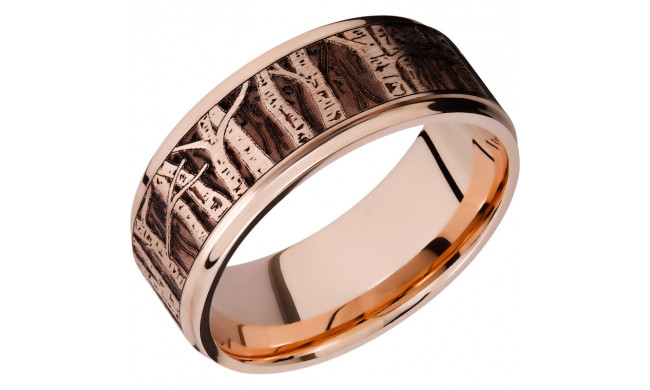 Lashbrook 14k Rose Gold 9mm Men's Wedding Band - 14KR9FGE_LCVASPEN+SATIN_POLISH