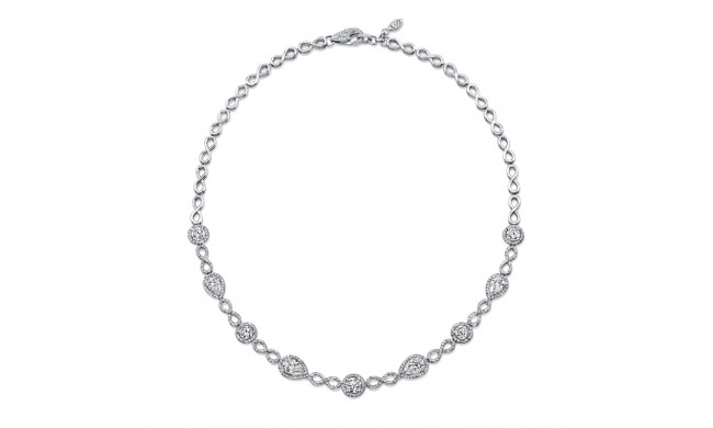 Uneek Round and Pear-Shaped Diamond Necklace with Infinity-Style Pave Links - LVN671