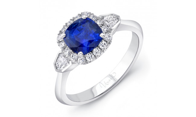 Uneek Retro-Style Sapphire-and-Diamond Three-Stone Engagement Ring - LVS991CU