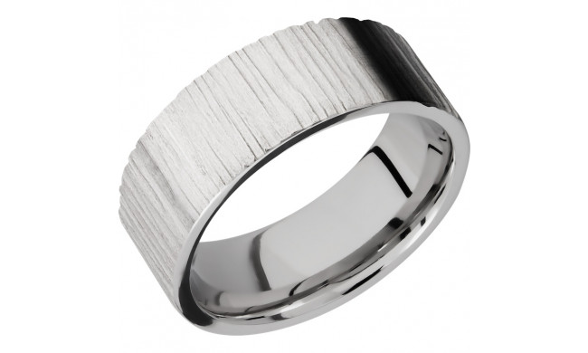 Lashbrook Cobalt Chrome 8mm Men's Wedding Band - CC8FR+TREEBARK1