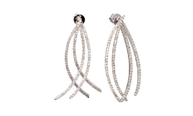 Meira T 14k White Gold Diamond Swinging Earrings