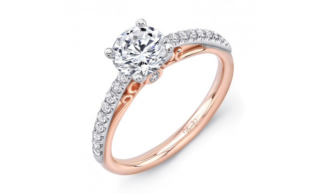 Uneek Naiade Round Diamond Engagement Ring with Pave Upper Shank - A107-6.5RD
