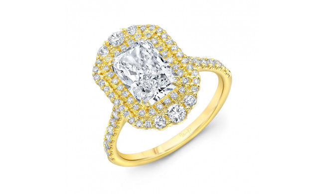 Uneek Petals Radiant Cut Diamond Double Halo Engagement Ring - SWS232DHDS-RAD