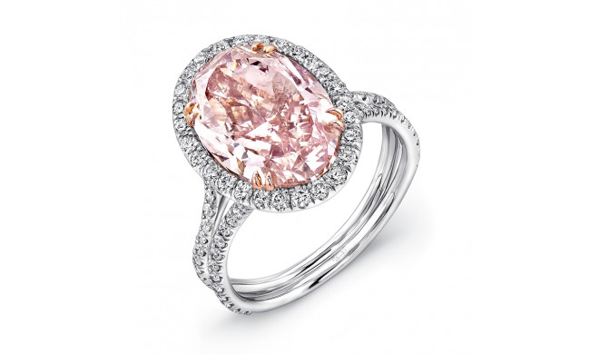 Uneek Oval Fancy Brown Pink Diamond Halo Engagement Ring with Silhouette Double Shank - LVS889