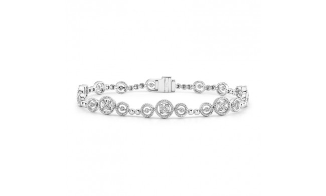 Uneek Mixed-Size Round Diamond Bracelet with Rope Milgrain Floating Halo Details - LVBRW995W