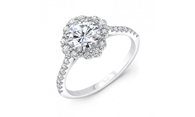 Uneek Petals Design Round Diamond Engagement Ring with Pave Diamond Shank - SWS234DSW-6.5RD