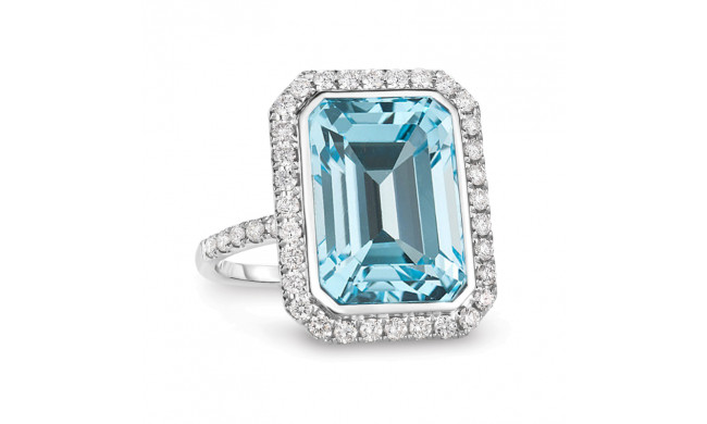 Doves Sky Blue 18k White Gold Diamond Ring - R8266BT