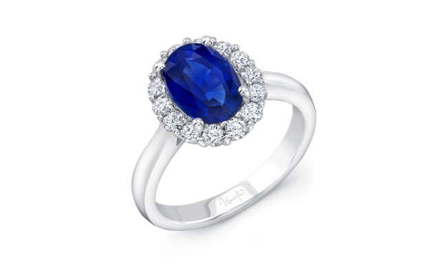 Uneek Classic Oval Blue Sapphire Engagement Ring with Diamond Halo - LVRMI1029S