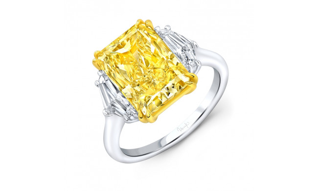 Uneek Radiant Cut Fancy Yellow Diamond Engagement Ring - R1038RADFY
