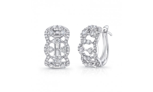 Uneek Coralline Open Lace Diamond Huggie Hoop Earrings - LVEW322W