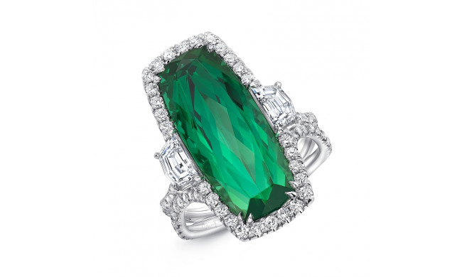Uneek The Heiress Cushion Cut Green Tourmaline Diamond Engagement Ring - LVS1064CU